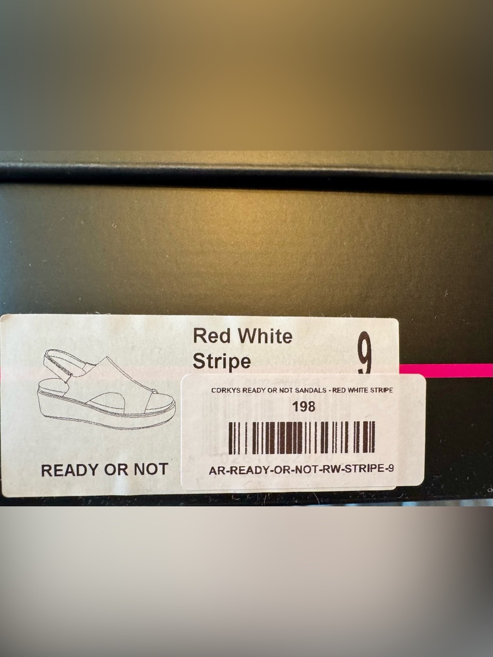 Corkys Red & White Striped Wedge Sandals - Picture 3 of 9